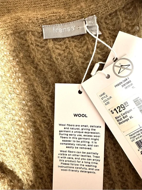 FRANSA Wool Alpaca Chunky Cardigan Cozy Minimalist Cottagecore - Picture 6 of 10